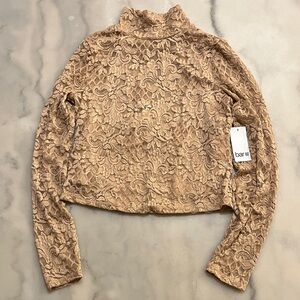 Bar III Women's Beige Lace Blouse